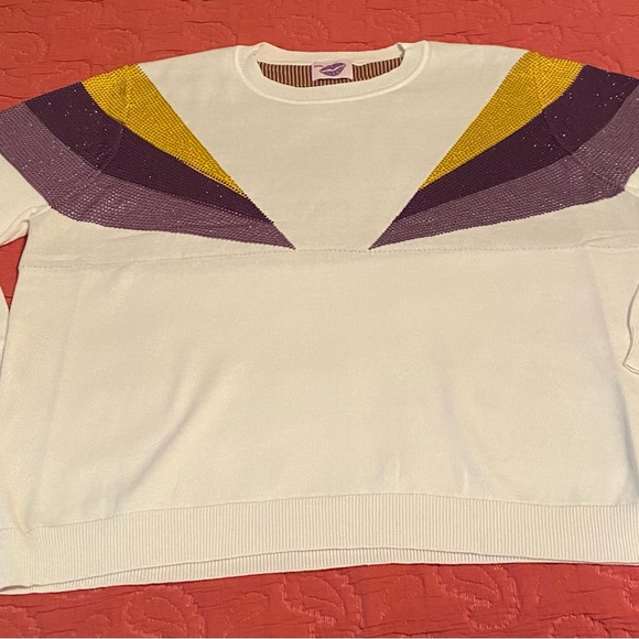Sparkle City Purple and Gold Sweater plus NWOT LSU colors - Picture 2 of 7